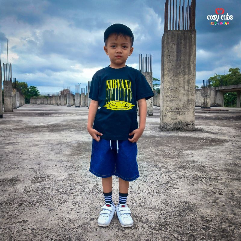 Kaos Band Anak NIRVANA - Smile Fall Baju Anak Band Premium Usia 2-12 Tahun