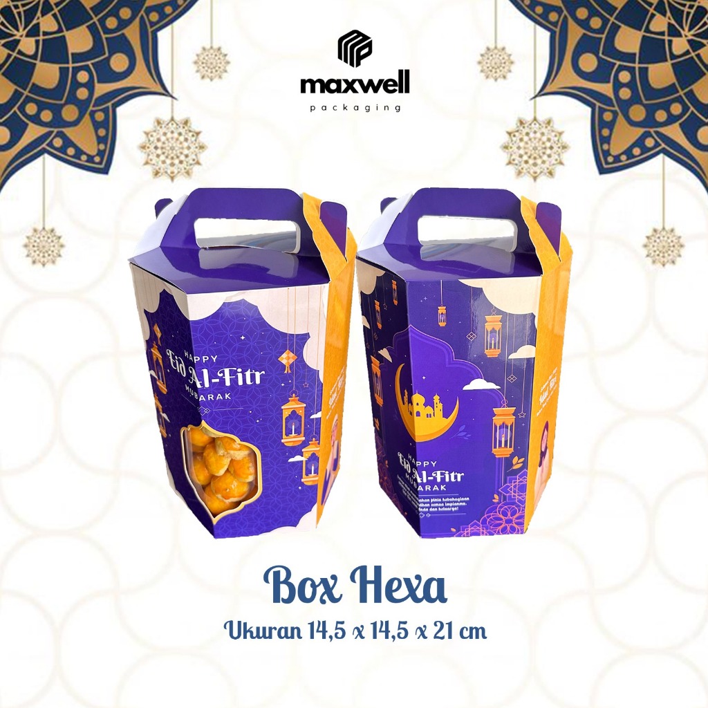 

Box Hexa 10 Pcs Hampers Lebaran / Gable Box Idul Fitri / Ukuran 14,5 x 14,5 x 21 cm