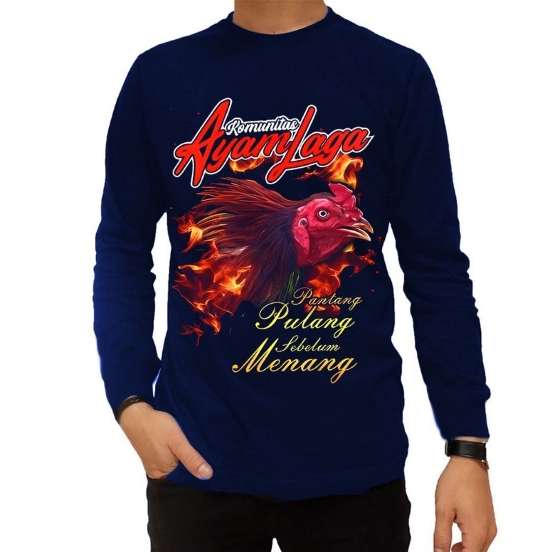 Kaos Distro Pria Lengan Panjang Komunitas Ayam Laga Ayam Petarung Keren Terbaru Baju Pria Kekinian T