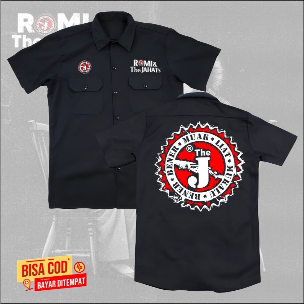 WORKSHIRT PUNK ROMY N THE JAHAT BAND MUSIC PDH KEMEJA WORKSHIRT