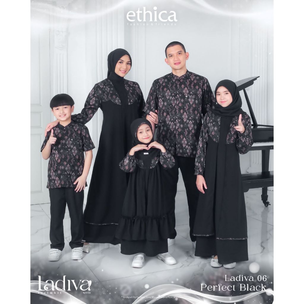 [READY] SARIMBIT TERBARU 2025 COUPLE FAMILY LEBARAN LADIVA 06 PERFECT BLACK BY ETHICA FASHION - BAJU