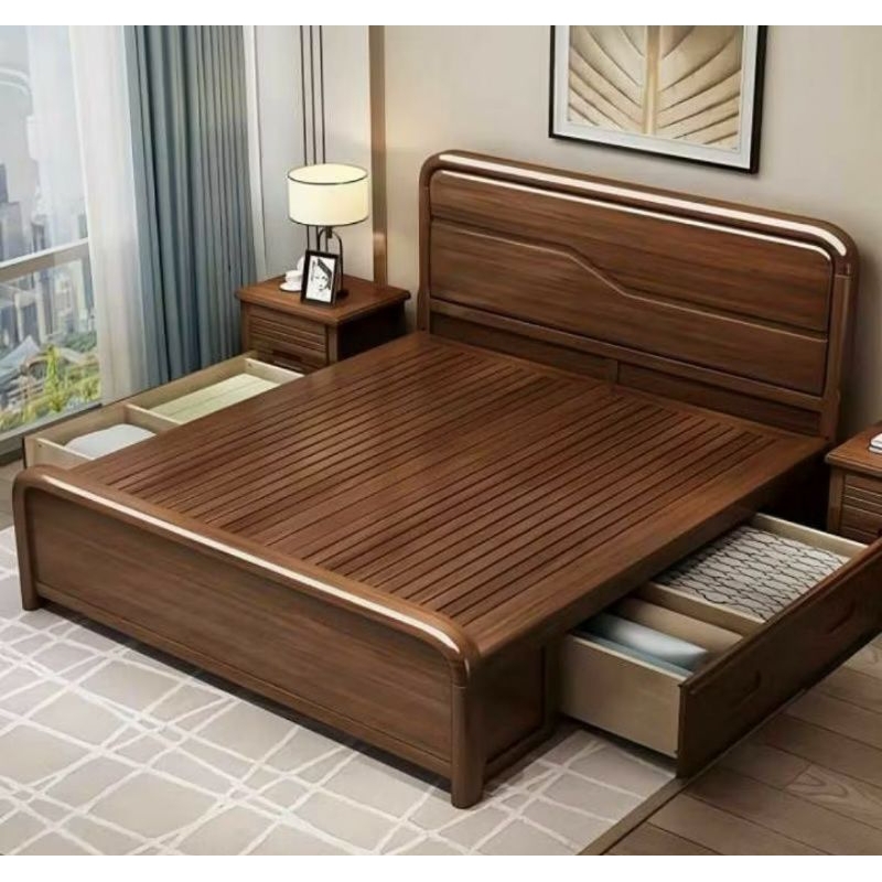 dipan jati minimalis 160 x 200 laci