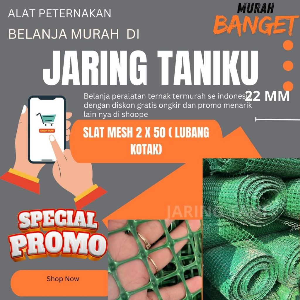 SLAT PLASTIK MESH ROLL LUBANG KOTAK HIJAU - SLAT MESH LUBANG KOTAK ( HIJAU )