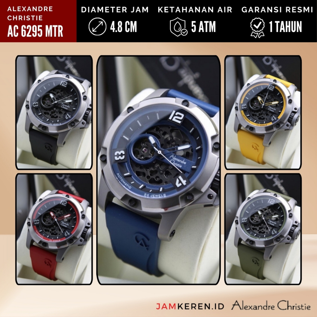 JAMKEREN Alexandre Christie AC 6295 MT Jam Tangan Pria Automatic Tali Karet Original Garansi Resmi