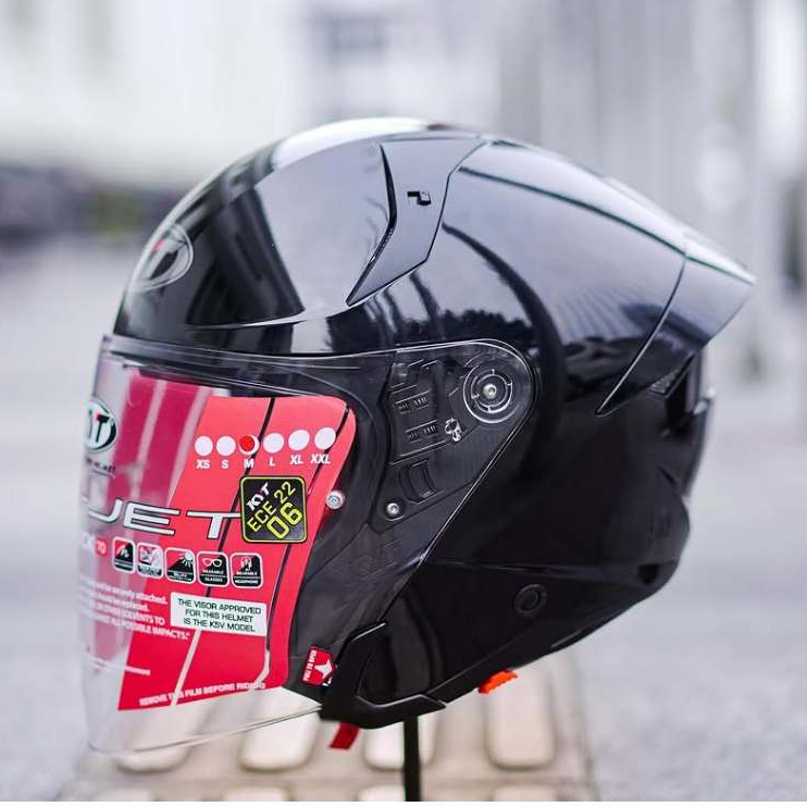Helm Full Face KYT TTR JET Solid Black Gloss TTR-JET Double Visor Hitam Polos Glossy