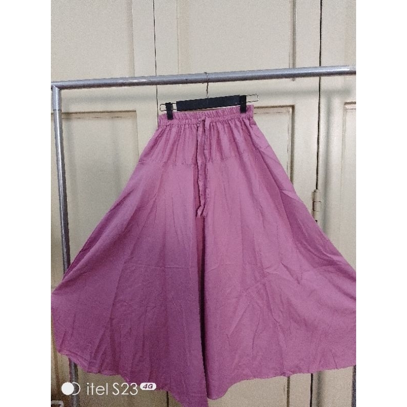 rok payung lebar / rok katun panjang / motif polos