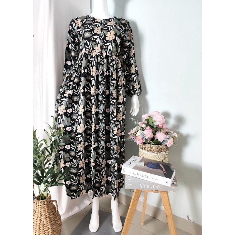 Gamis Rayon Aura Lengan Balon