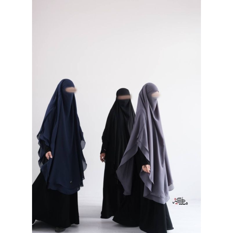 French khimar Double Layer Malikah bahan chiffon Hareer / Arabian Chiffon