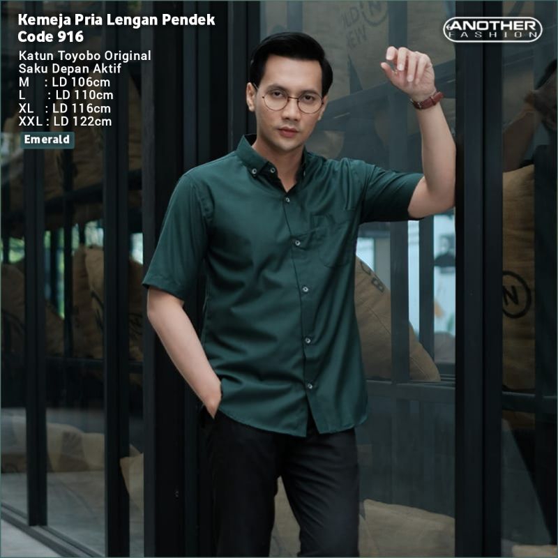 Another Fashion Kemeja Pria Lengan Pendek Code 916 Emerald