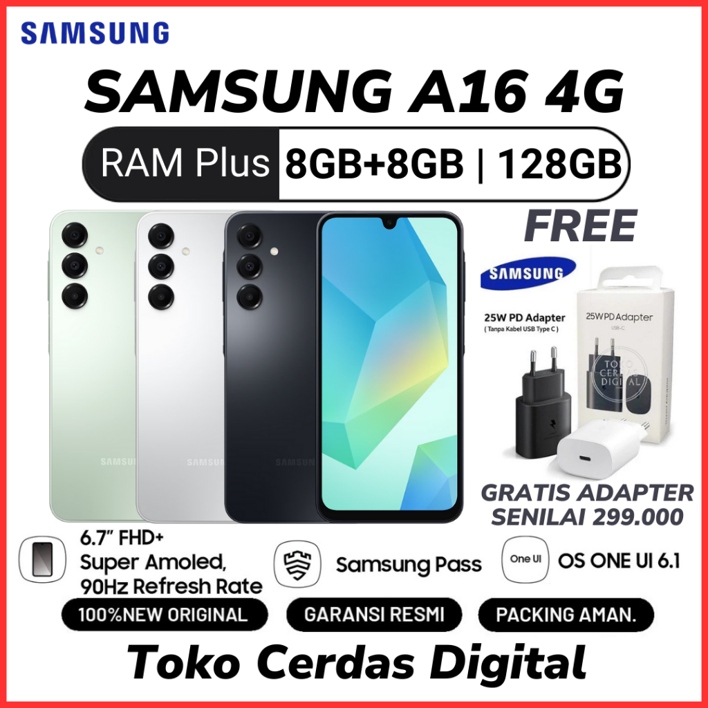 Samsung Galaxy A16 4G 8/128GB Garansi Resmi 12 Bulan