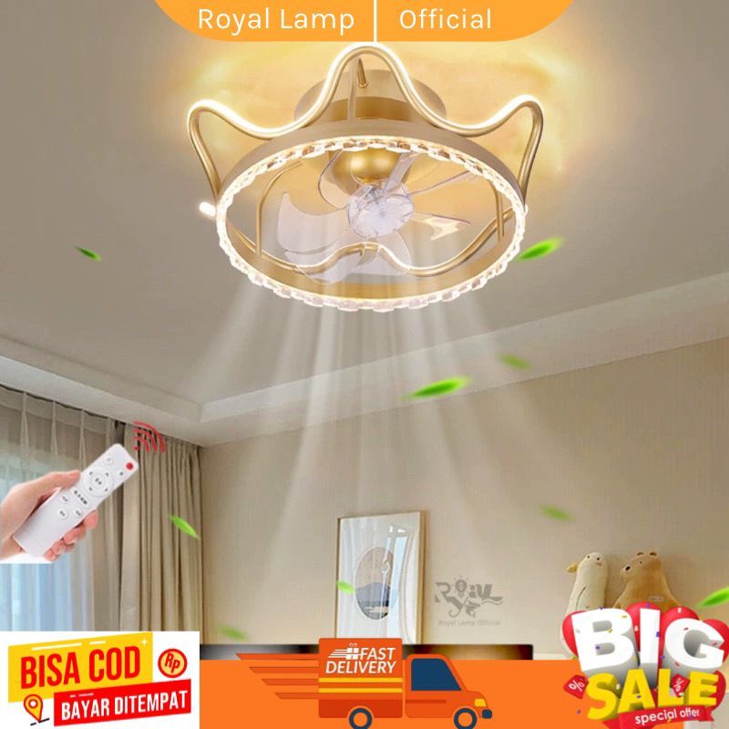 Lampu Kipas LED 3 Warna Lampu Kipas Plafon Minimalis Chandelier Modern Plafon Fan/lampu Hias LED