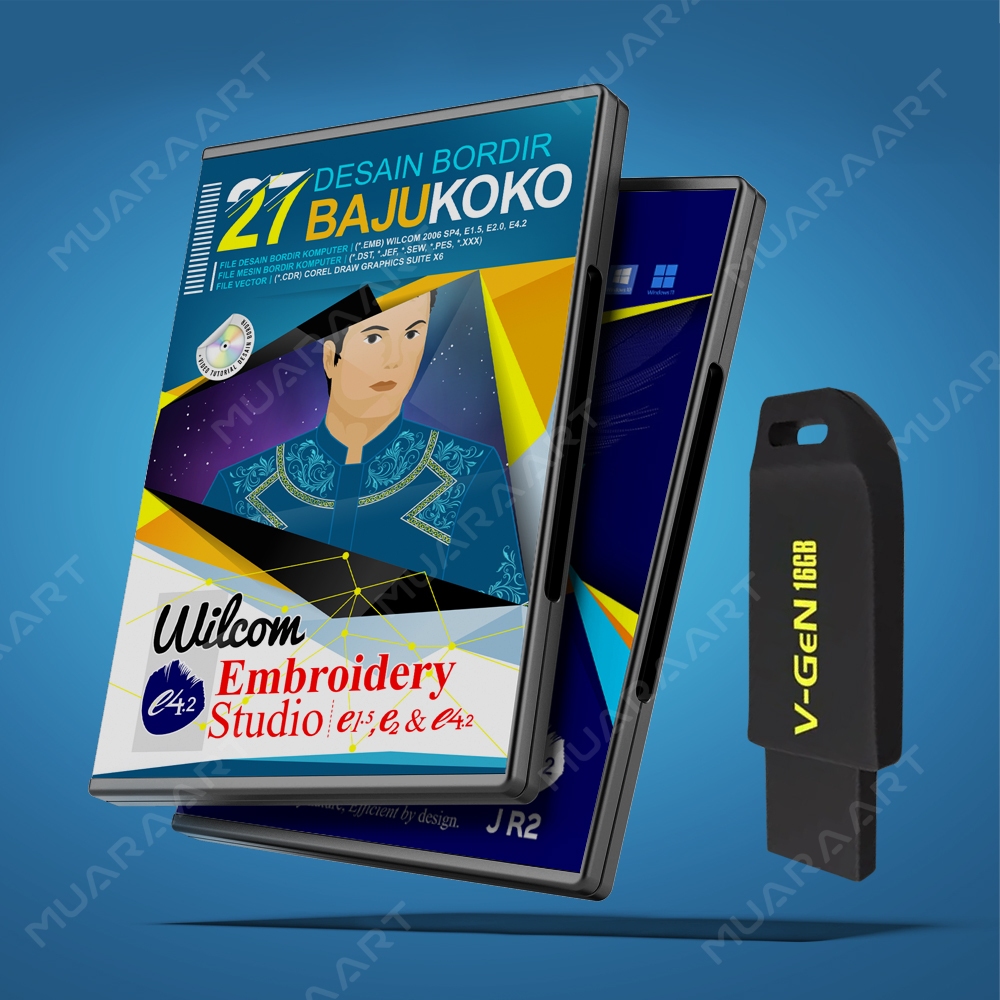 DVD Bundle dan FLASHDISK Desain Bordir Baju Koko dan Software Desain Bordir Komputer Wilcom Embroide