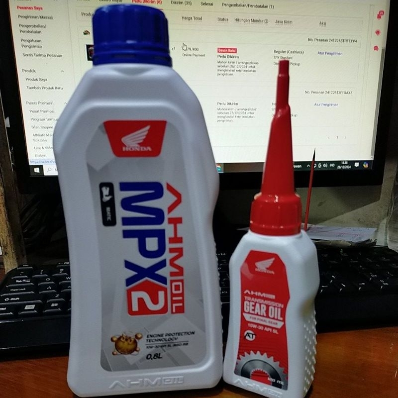 Paket Oli AHM MPX2 MPX 2 800 ml & Oli Gardan Scooter Gear AHM Oil 120 ml Beat Scoopy Spacy Vario 125