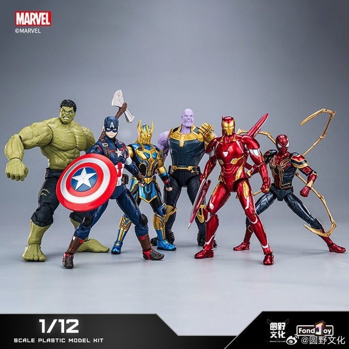 Fondjoy Studio Marvel 1/12 Model Kit Speed Build Series Iron Man Hulk Spider-Man Thanos Captain Amer
