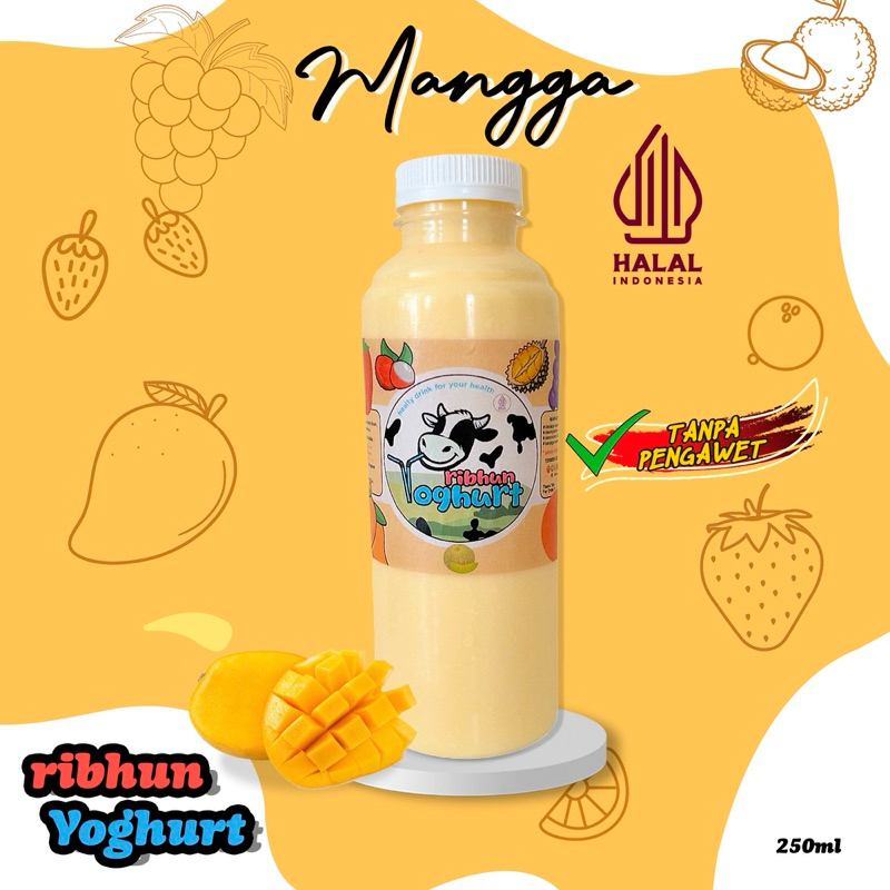 

YOGHURT YOGHURT DRINK PREMIUM KENTAL RASA MANGGA ( TANPA BAHAN PENGAWET )HALAL INDONESIA