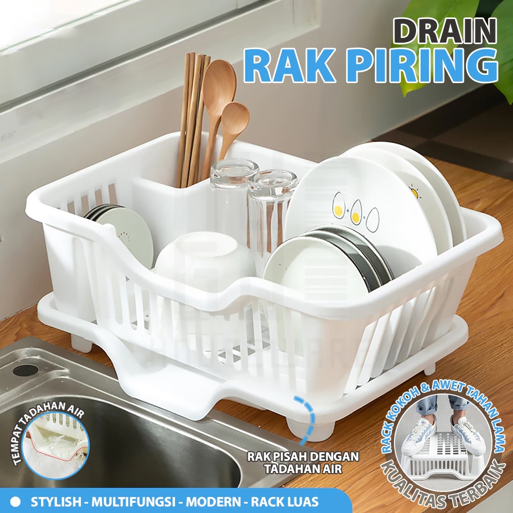 

Anbolt Rak Cuci Piring Plastik Rak Cuci Piring Dapur Multifungsi Rak Pengering Piring Mangkuk Wastafel Dish Drain Basket