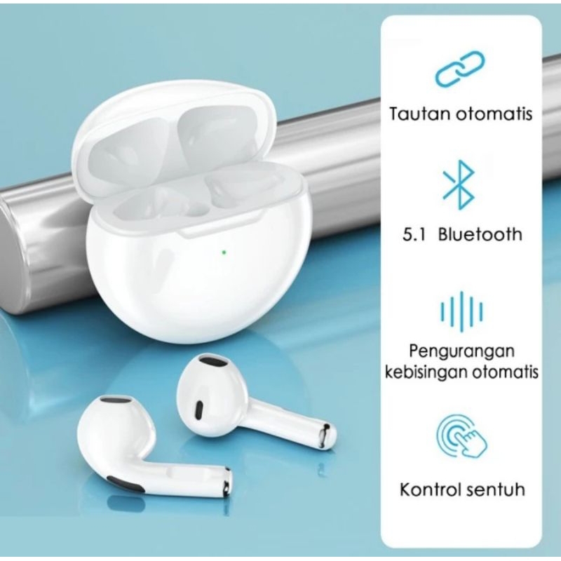 Headset bluetooth Pro 6 TWS Bluetooth V5.1 with charging case
