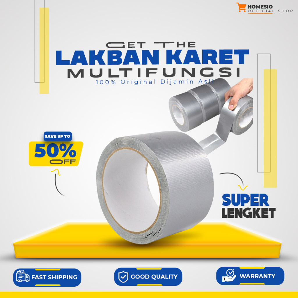 Lakban perekat lem tambal anti air bocor retak aluminium foil tahan panas pipa asbes talang dinding