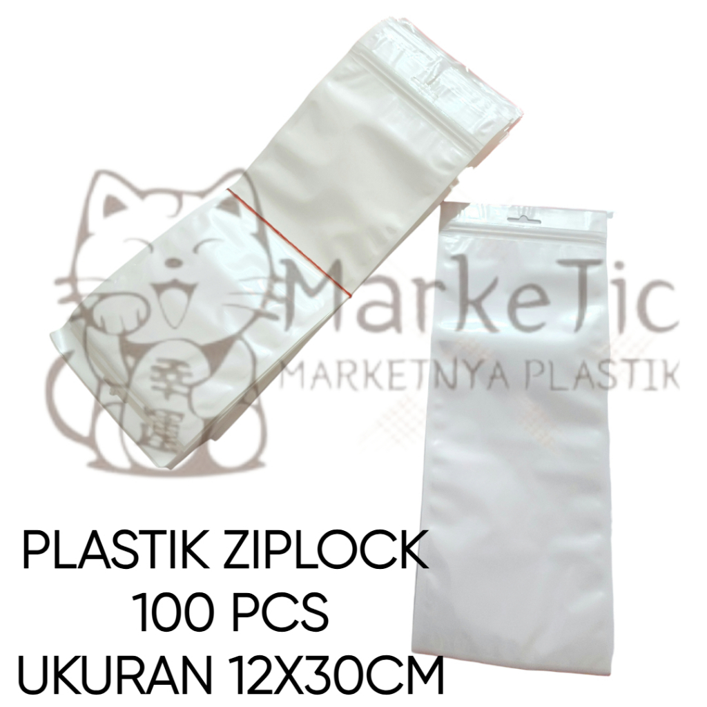 Plastik Ziplock 100pcs Ukuran 12x30 Cm / Plastik Aksesoris / Plastik Klip Putih / Plastik Packing / 