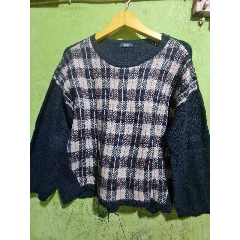 Rajut lengan balon, atasan wanita lengan panjang