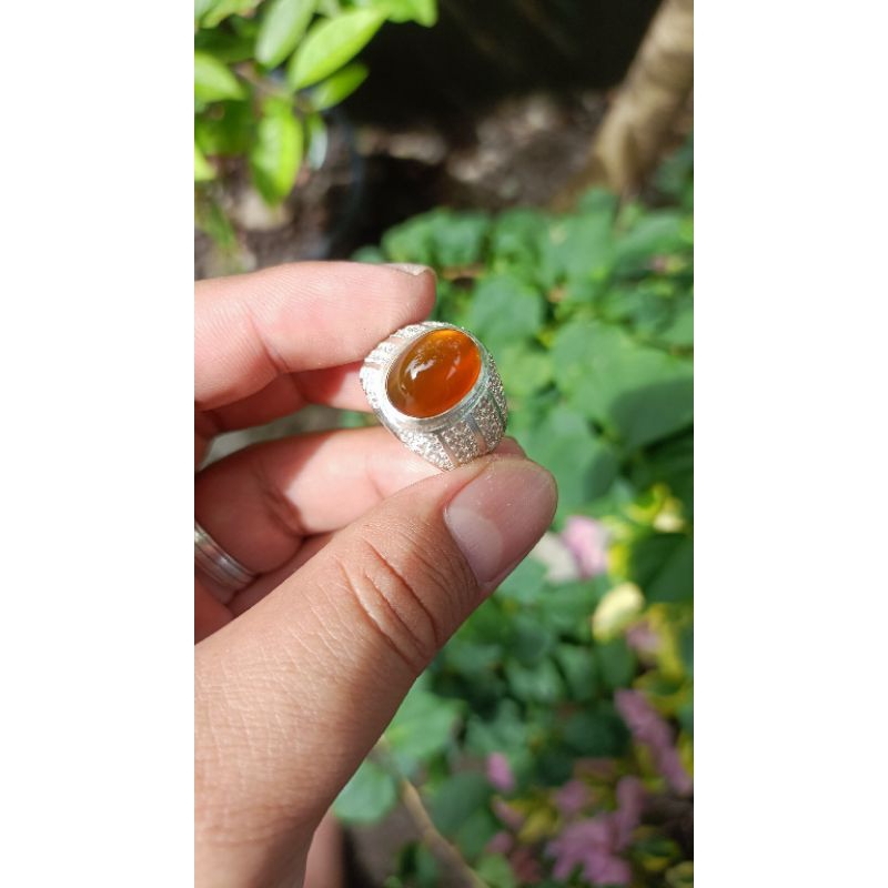 Batu Anggur Bio Solar Kristal cat eye ring perak