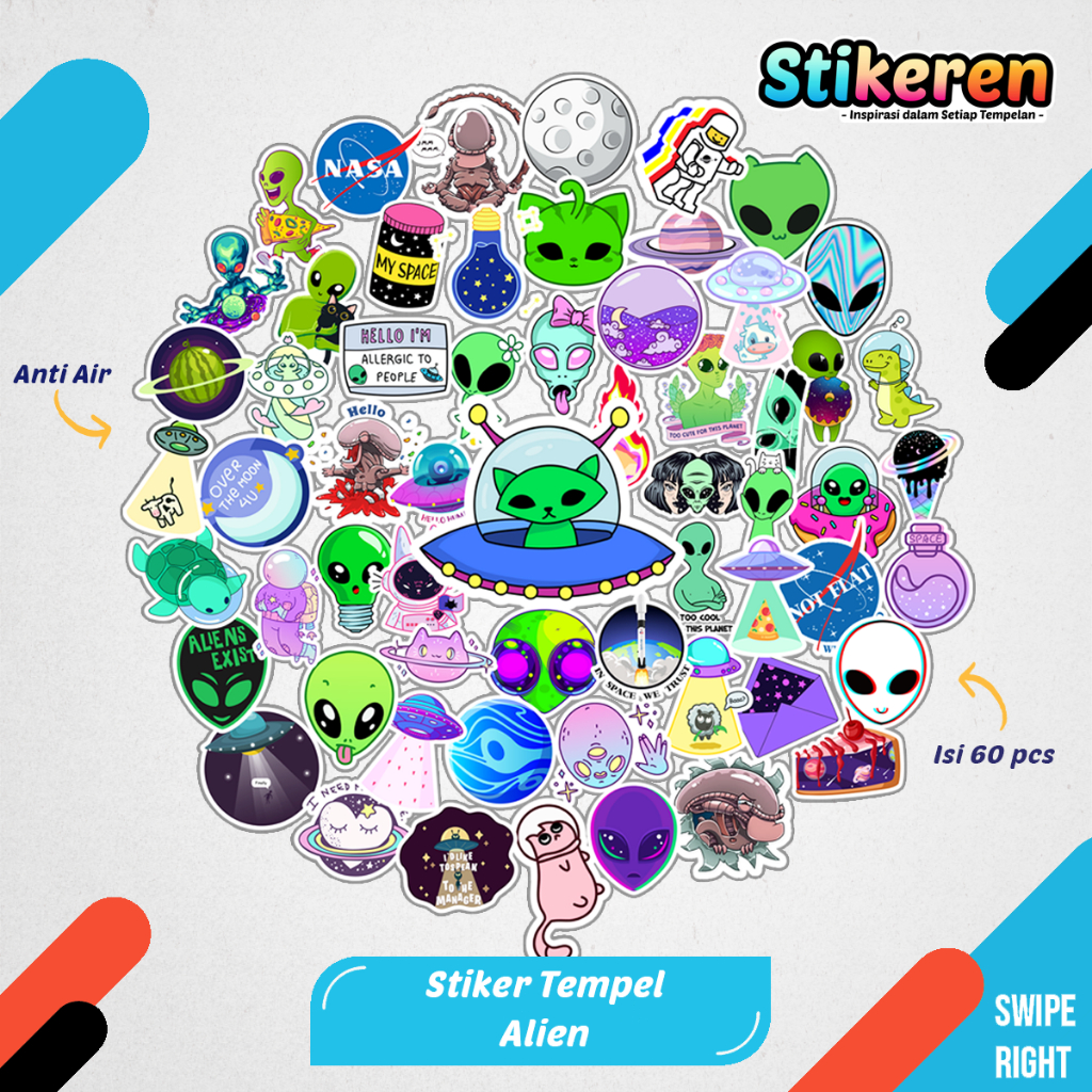 

Stiker Anime Alien Paper Vinyl Dekorasi Laptop Koper Tumbler Kulkas DIY