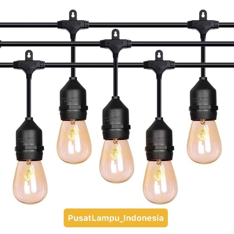 FITTING LAMPU GANTUNG OUTDOOR KABEL 20 METER 20 FITTING / LAMPU GANTUNG DEKORASI