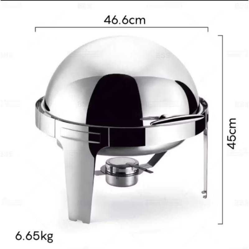 Roll Top Bulat/ Round Chafing Dish Stainless Steel 6,8L/ Roll Top Bulat Chafing Dish