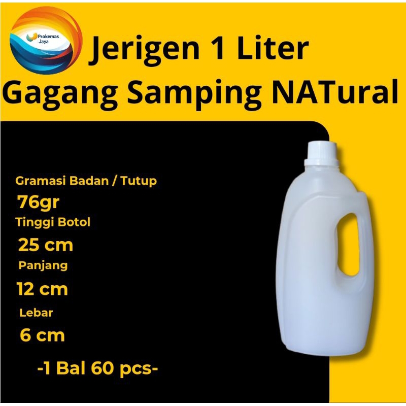 Jerigen 1 liter Gagang Samping NAT.