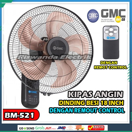 GMC Wall Fan 521 remote 18 inch Besi / Kipas Angin Dinding gantung Remot / kipas tembok 18 inch full