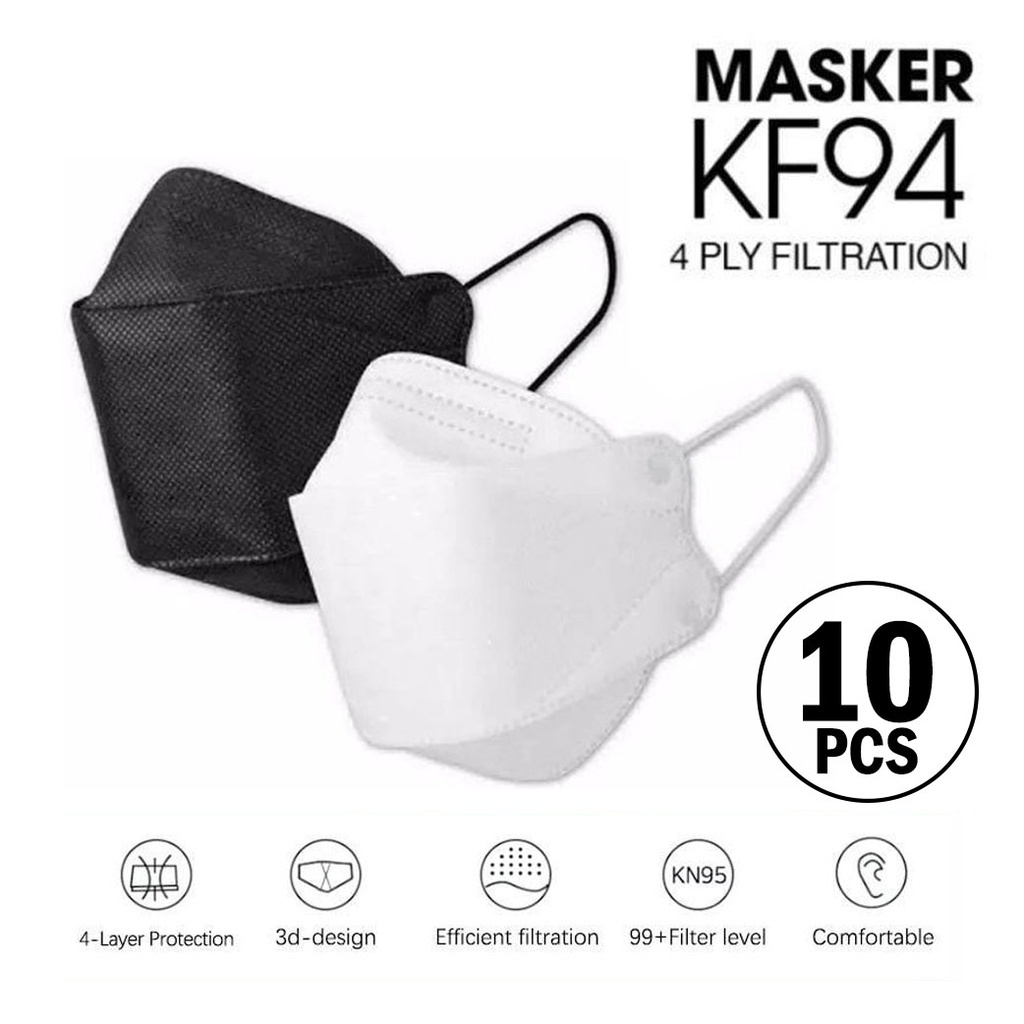 BISA COD PAKET 10 PCS  Masker KF94 & KN95 & Duckbill Original 5 Ply & 4 Ply & 3 Ply Protective Mask 