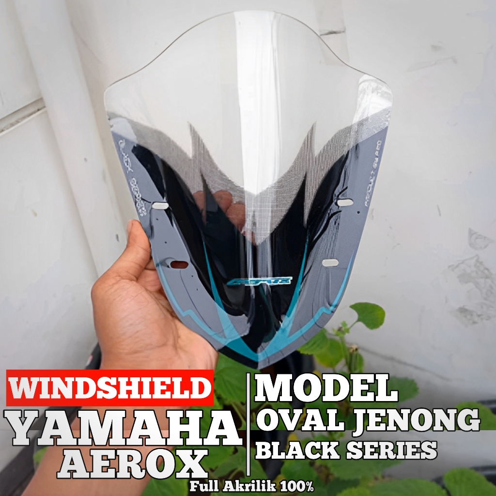 VISOR YAMAHA AEROX 155 WINDSHIELD AEROX NEW CONNECTED MODEL OVAL JENONG BLACK SERIES