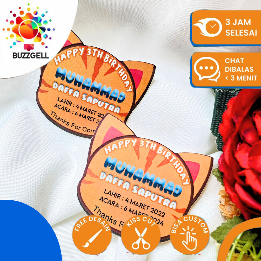 

4-8 Buzzgell Sticker Ulang Tahun Anak Tema Karakter Stiker Label Ultah Ulang Taun Birthday Custom