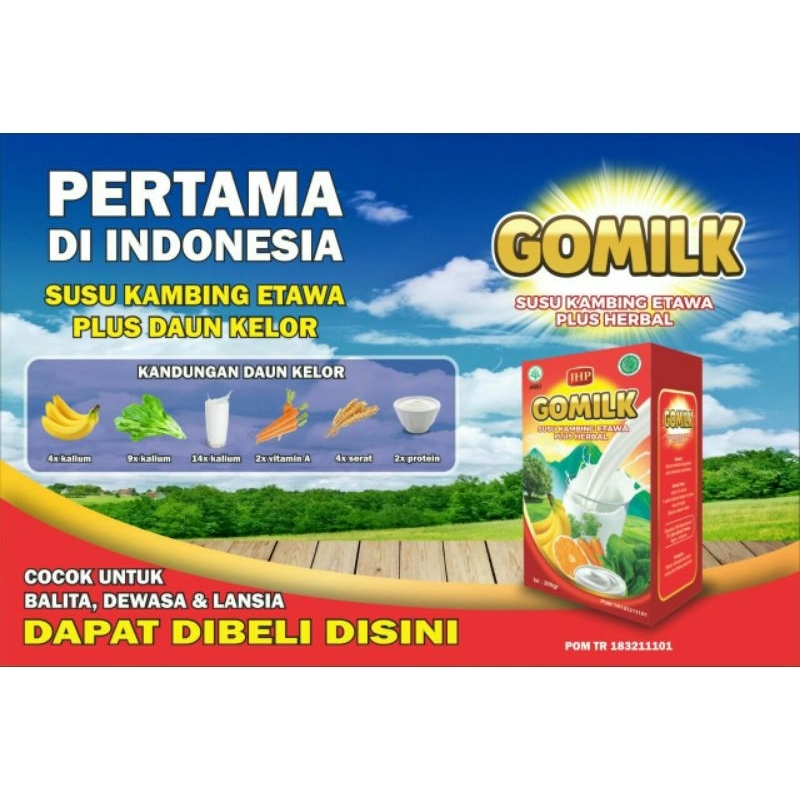 

SUSU KAMBING GOMILK MENGANDUNG HERBAL DAUN KELOR KEMASAN BOX ISI 200 GRAM
