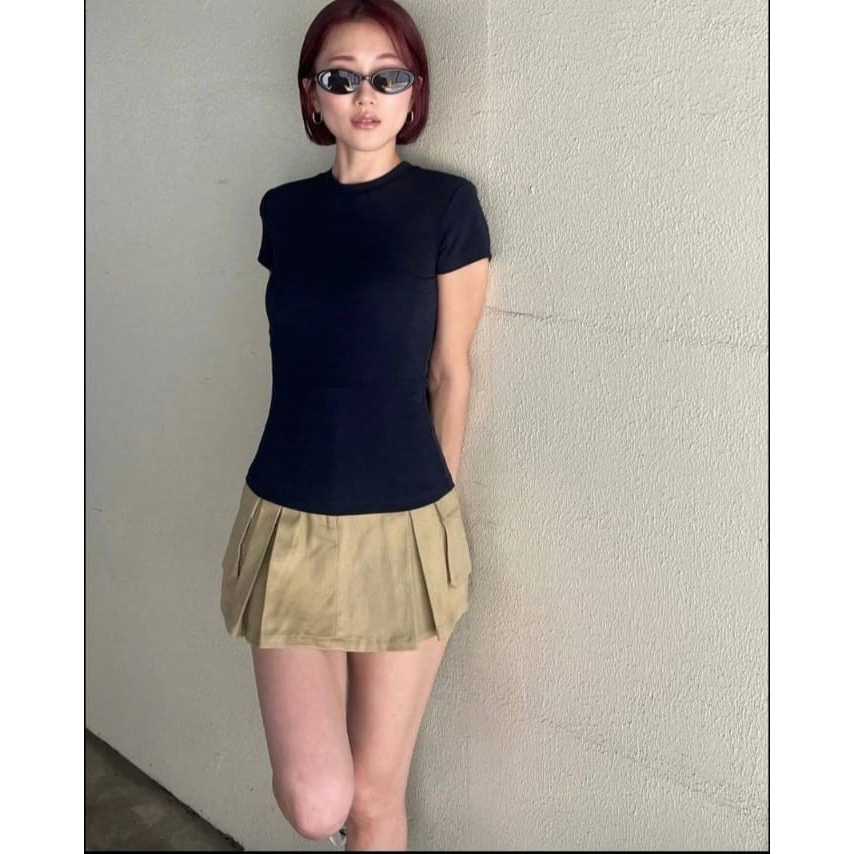 BKK - APR24-271201. Atasan kaos wanita. Round neck solid color simple T-shirt top