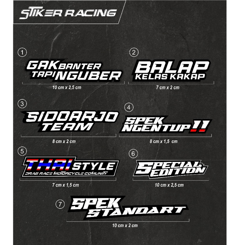 

Stiker Motor Racing Vinyl Waterproof Anti Air Untuk Sticker Helm Buku Journal Koper Motor Casing HP Laptop Tumbler