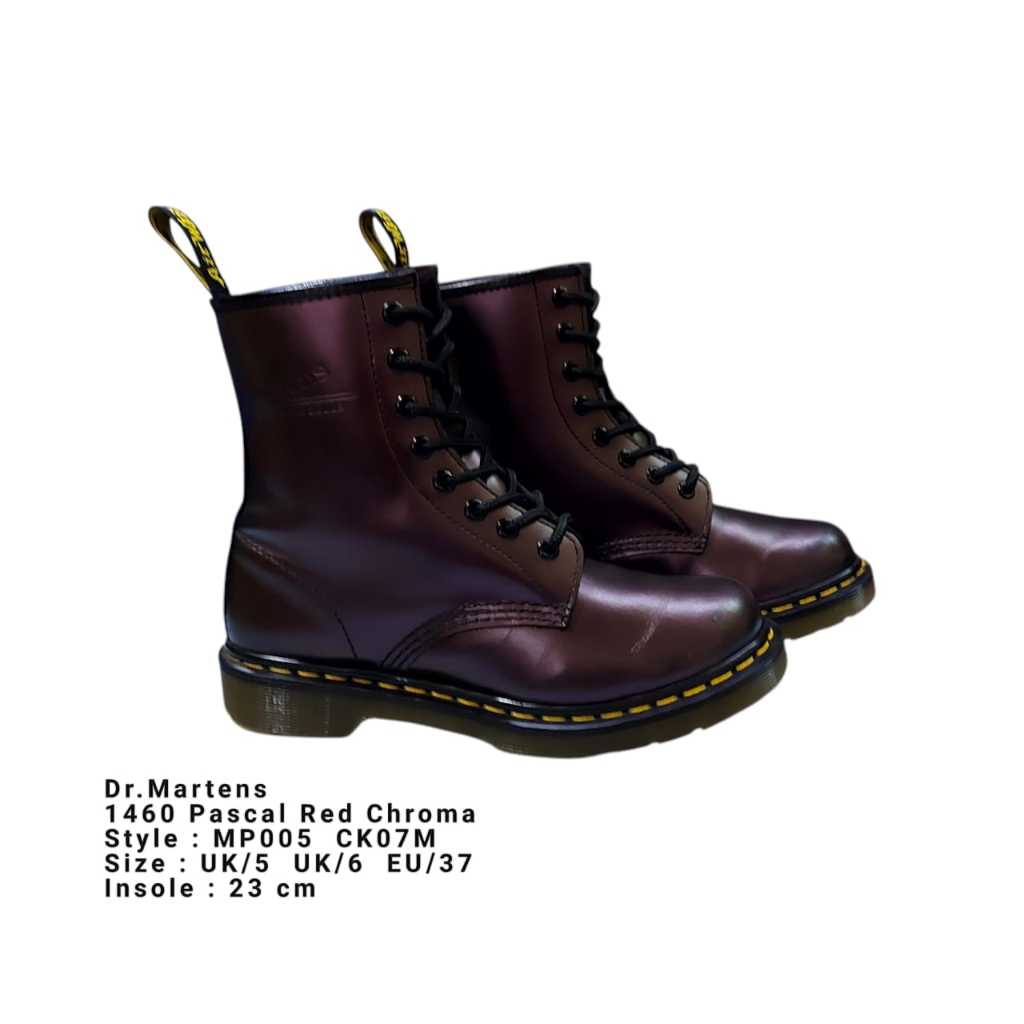 Docmart Wanita Boots Second Original 1460 Pascal Red Chrome Boots Size 37