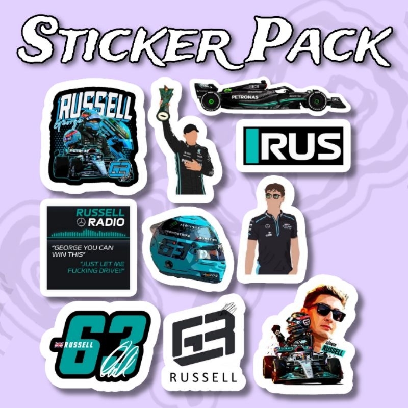 

Sticker F1 George Russel Pack isi 10 pcs vinyl waterproof