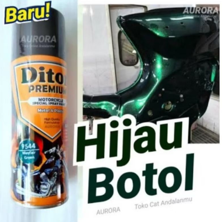 Cat Pilok Diton Premium 9544 Mayfair Green 400ml Hijau Botol Laguna Emerald Ijo Tua Gelap Solid Glos