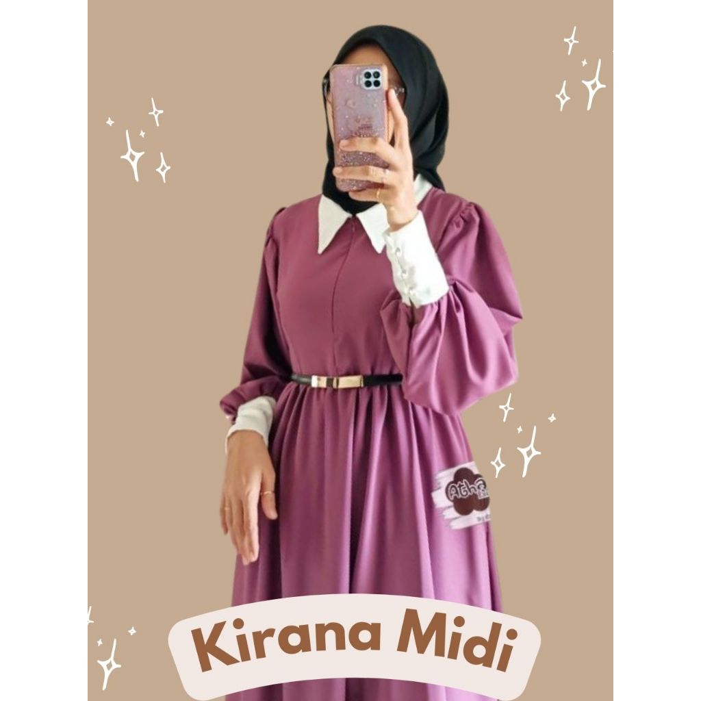 Athata by Dzee Ori - Kirana Midi Dress - Gamis Perempuan / Wanita Ity Crepe Lebaran Hari Raya 2025