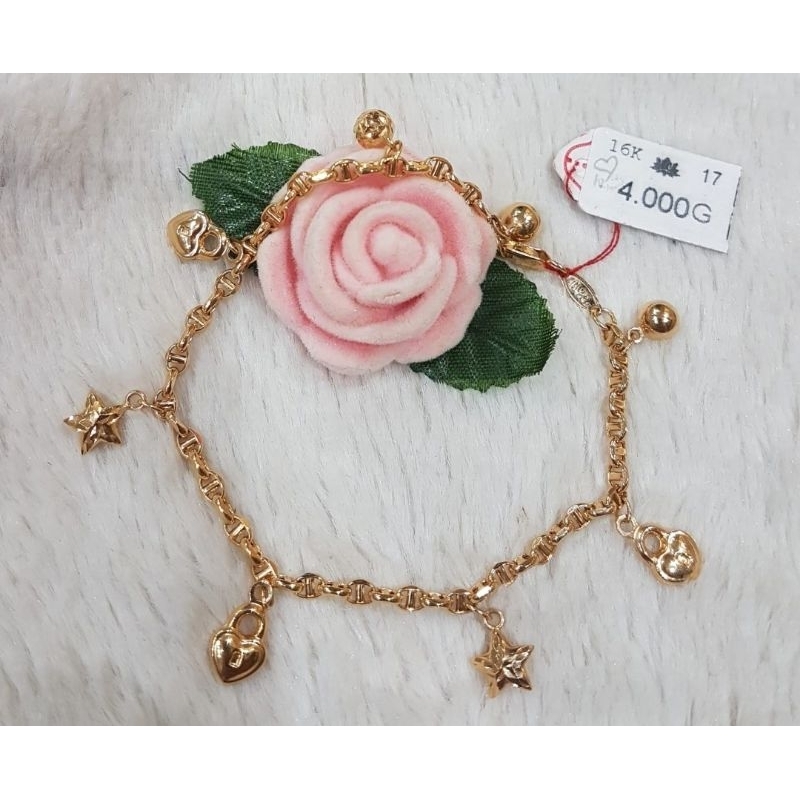 Gelang rantai emas 70 bintang gembok