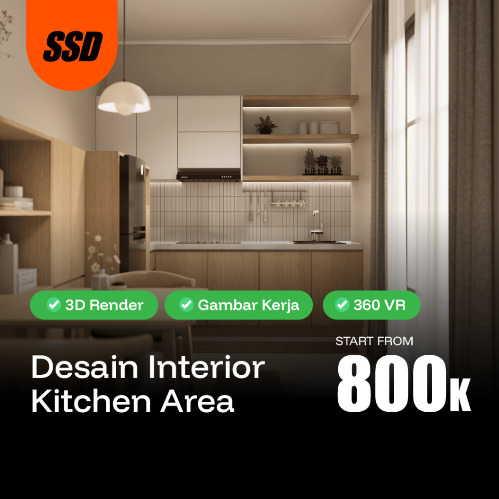 JASA DESAIN INTERIOR DAPUR / KITCHEN SET | 3D, 360 VIEW, GAMBAR KERJA