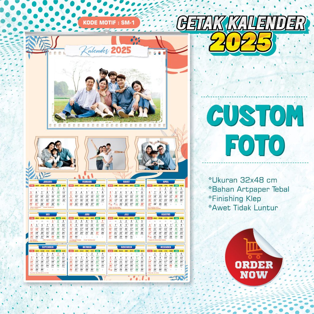 

Kalender 2025 Custom Foto Murah | Finishing klep 1 lembar isi 12 bulan