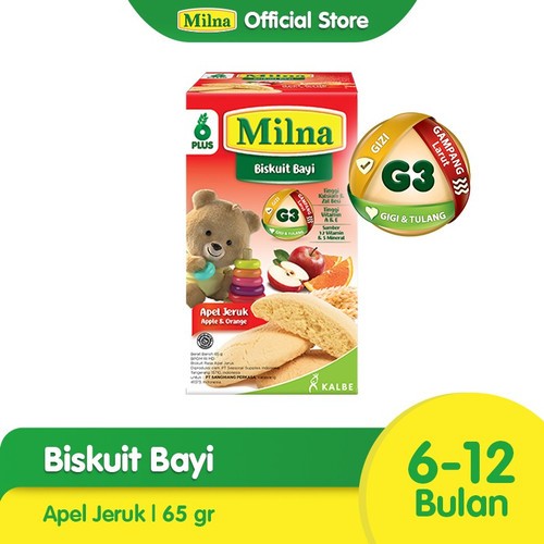 Milna biskuit bayi 6+ rasa apel jeruk 65 gram