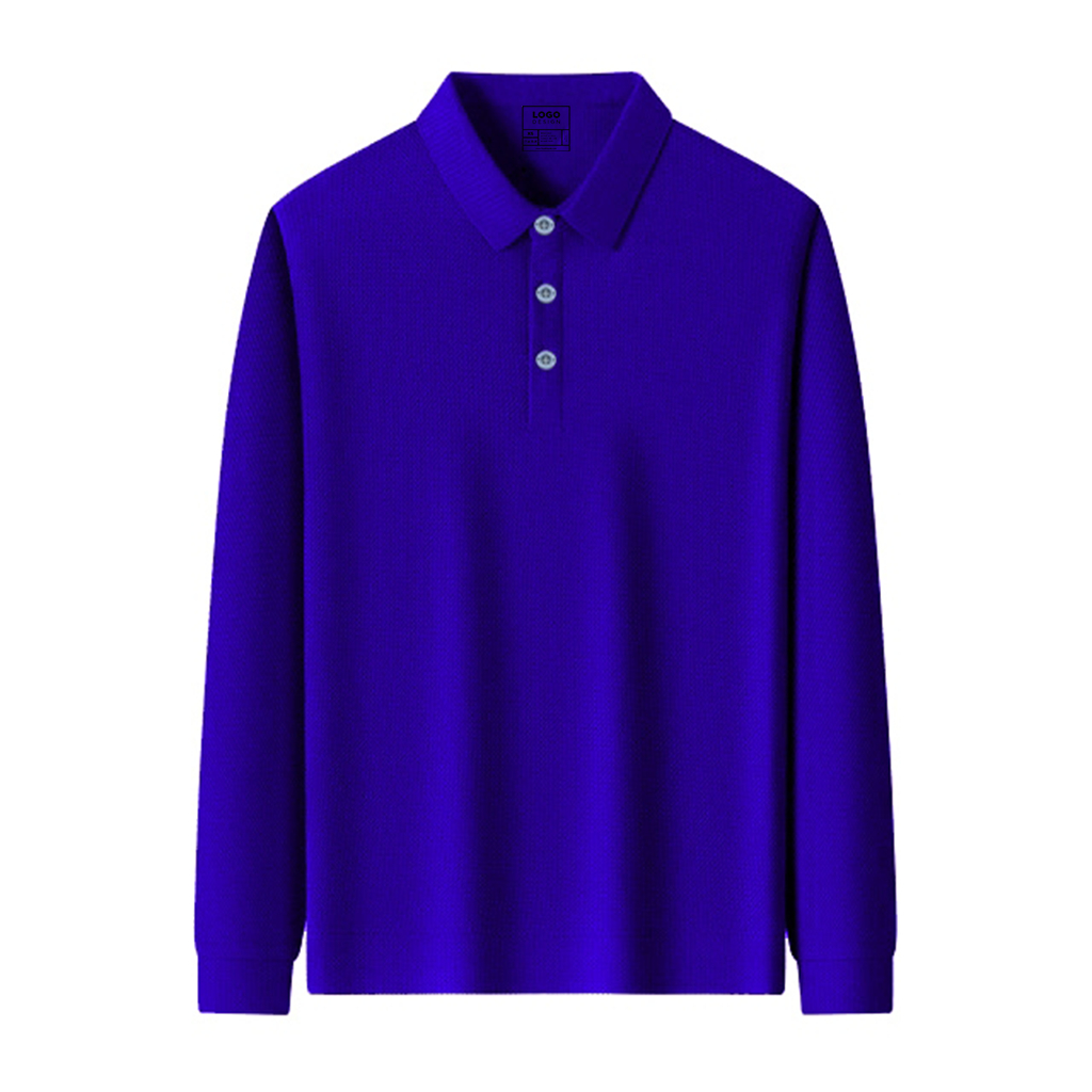 Kaos polo Warna Biru kerah pria seragam polos lengan panjang | kaos polos pria dewasa