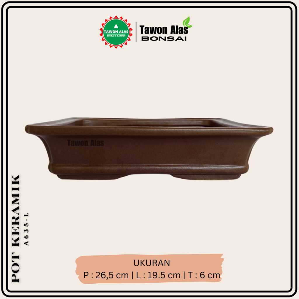 Pot Bonsai Keramik Segi Empat Persegi Panjang Size L