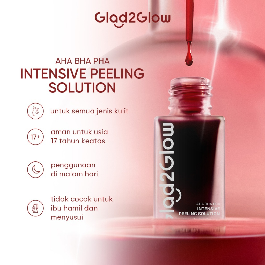 Peeling Serum Glad2Glow AHA BHA PHA Intensive Peeling Solution 15ml Serum G2G Exfoliasi Wajah merah 