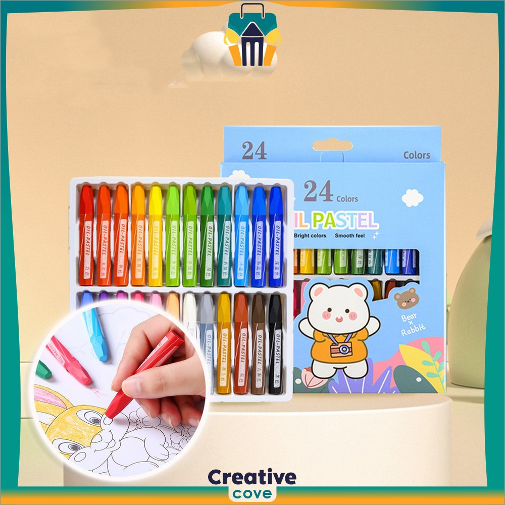 

Krayon Minyak Isi 12 dan 24 Warna Motif Kartun / Crayon Oil Pastel Perlengkapan Mewarnai Anak / Set Krayon Pigmentasi Tinggi Aman Untuk Anak Creative Cove A99
