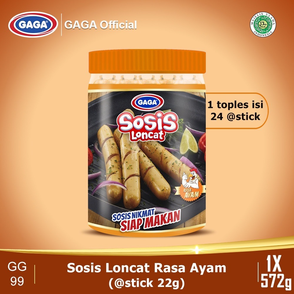 

Gaga Sosis Loncat Rasa Ayam Kemasan 432 gr - 1 Toples