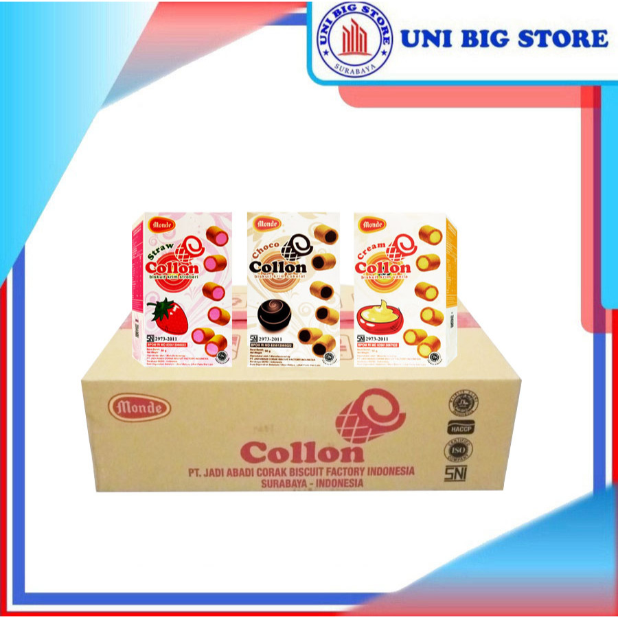 

Monde Collon Cream Cokelat | Vanilla | Stroberi Biskuit Jadoel 50 gr x 40 pcs DUS